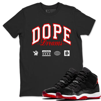 11s Bred Velvet shirts to match jordans Dope Dreams sneaker match tees Air Jordan 11 Bred Velvet SNRT Sneaker Release Tees unisex cotton Black 1 crew neck shirts