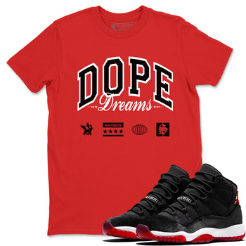 11s Bred Velvet shirts to match jordans Dope Dreams sneaker match tees Air Jordan 11 Bred Velvet SNRT Sneaker Release Tees unisex cotton Red 1 crew neck shirts