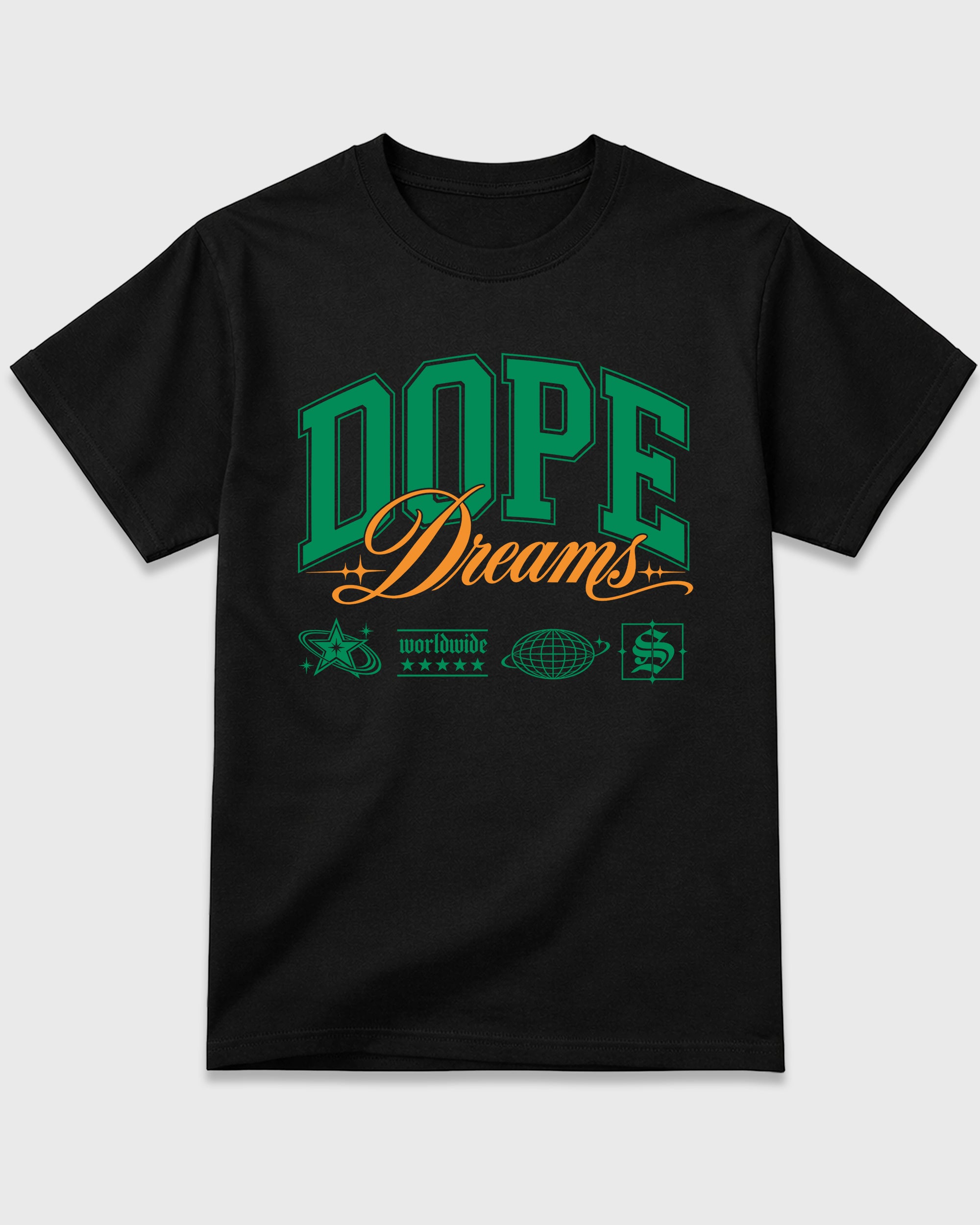 Dope Dreams Graphic T-Shirt featuring original streetwear artwork designed to match the Air Jordan 11 Green Screen. Black 2 Graphic T-Shirt.