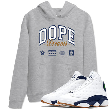 13s Midnight Navy shirts to match jordans Dope Dreams sneaker match tees Air Jordan 13 Midnight Navy SNRT Sneaker Release Tees unisex cotton Heather Grey 1 crew neck shirts