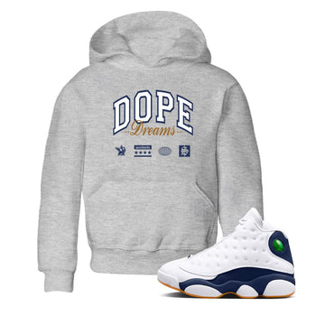 13s Midnight Navy shirts to match jordans Dope Dreams sneaker match tees Air Jordan 13 Midnight Navy SNRT Sneaker Release Tees Youth Baby Heather Grey 1 crew neck shirts