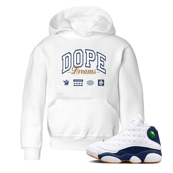 13s Midnight Navy shirts to match jordans Dope Dreams sneaker match tees Air Jordan 13 Midnight Navy SNRT Sneaker Release Tees Youth Baby White 1 crew neck shirts