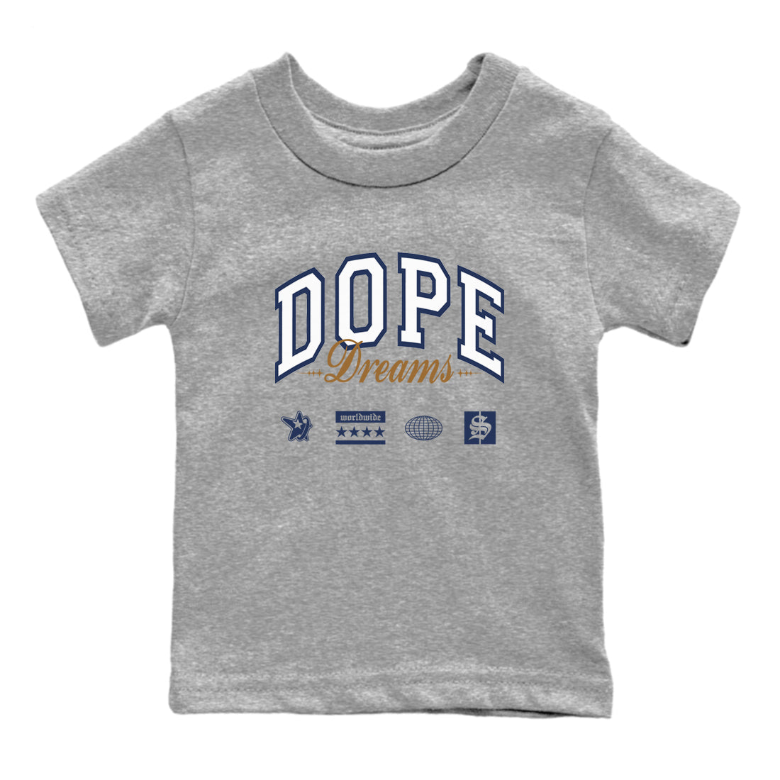 13s Midnight Navy shirts to match jordans Dope Dreams sneaker match tees Air Jordan 13 Midnight Navy SNRT Sneaker Release Tees Youth Baby Heather Grey 2 crew neck shirts