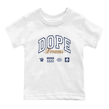 13s Midnight Navy shirts to match jordans Dope Dreams sneaker match tees Air Jordan 13 Midnight Navy SNRT Sneaker Release Tees Youth Baby White 2 crew neck shirts