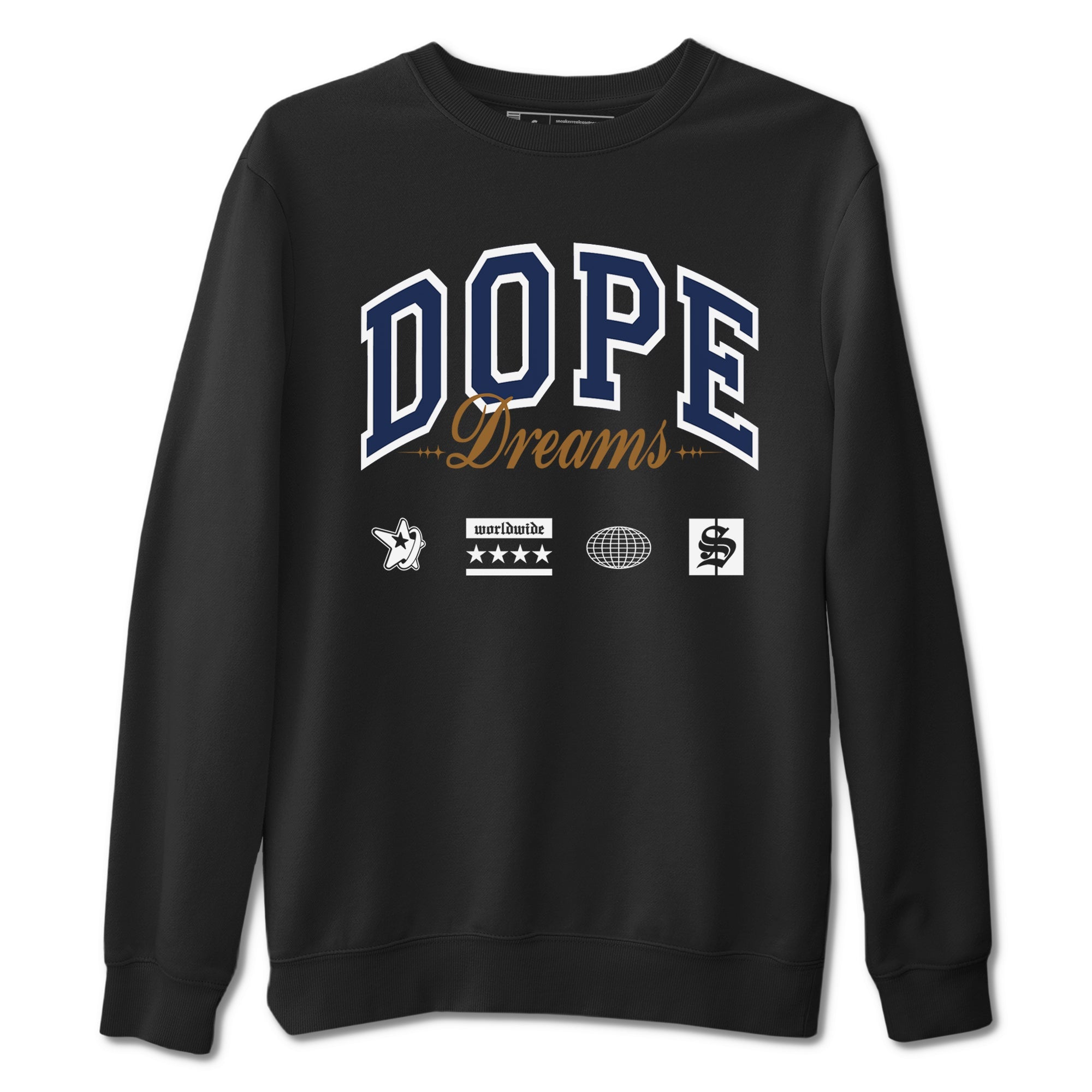 13s Midnight Navy shirts to match jordans Dope Dreams sneaker match tees Air Jordan 13 Midnight Navy SNRT Sneaker Release Tees unisex cotton Black 2 crew neck shirts