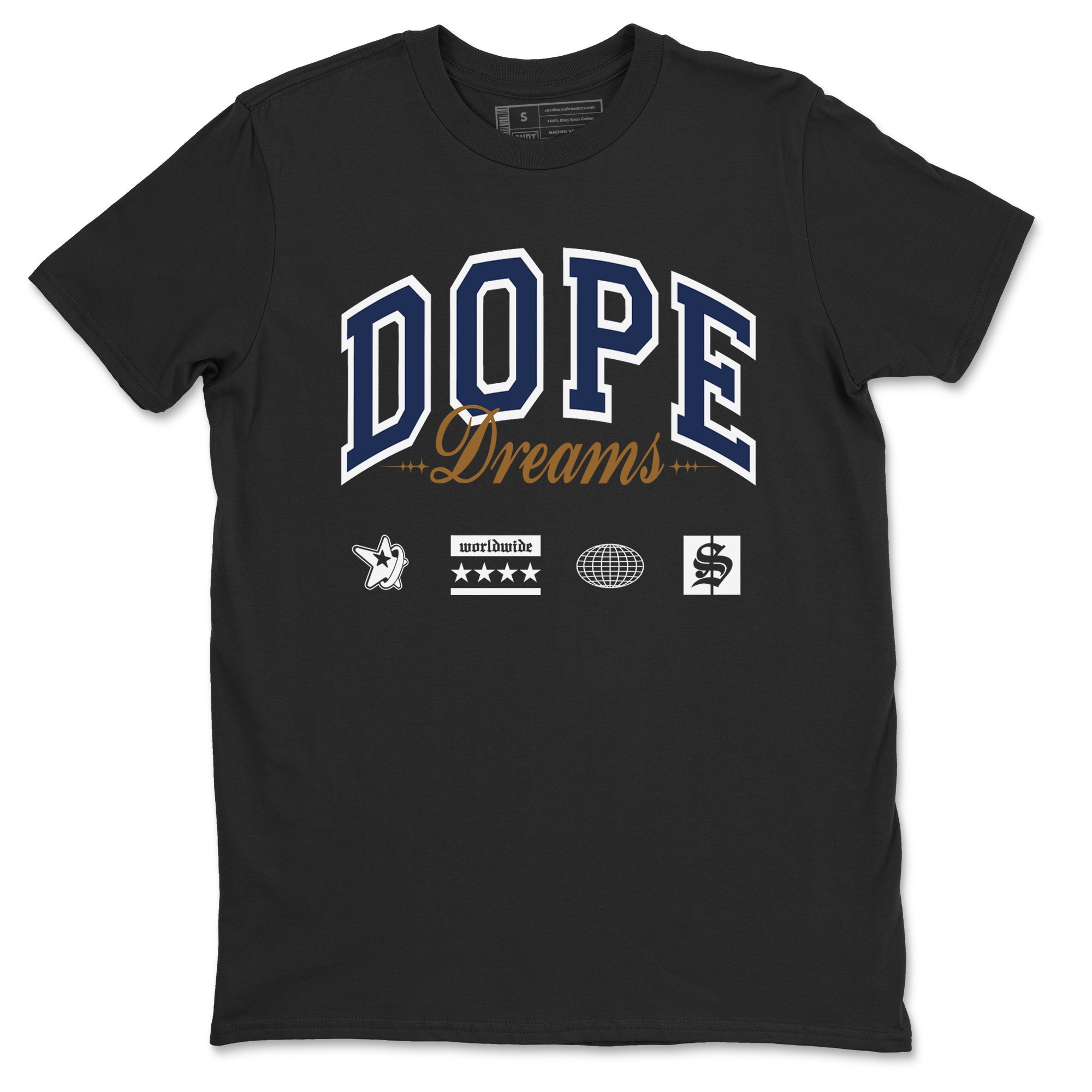 13s Midnight Navy shirts to match jordans Dope Dreams sneaker match tees Air Jordan 13 Midnight Navy SNRT Sneaker Release Tees unisex cotton Black 2 crew neck shirts