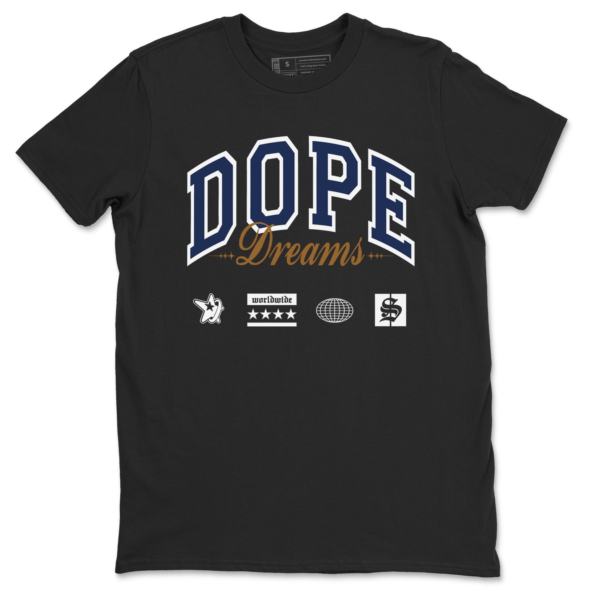 13s Midnight Navy shirts to match jordans Dope Dreams sneaker match tees Air Jordan 13 Midnight Navy SNRT Sneaker Release Tees unisex cotton Black 2 crew neck shirts
