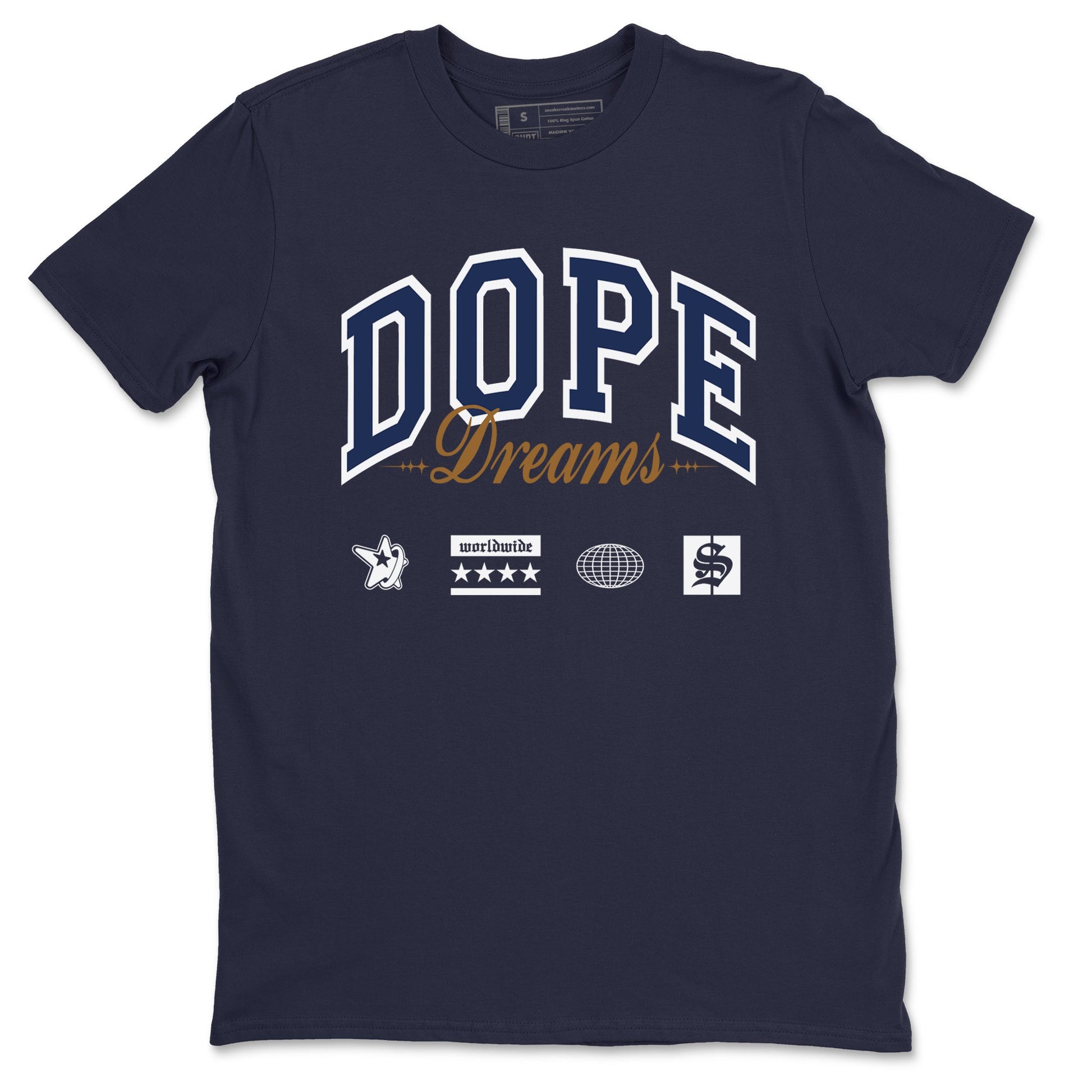 13s Midnight Navy shirts to match jordans Dope Dreams sneaker match tees Air Jordan 13 Midnight Navy SNRT Sneaker Release Tees unisex cotton Navy 2 crew neck shirts