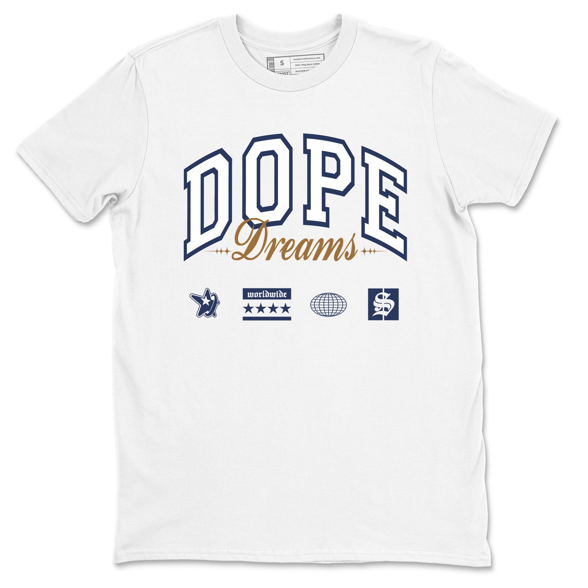 13s Midnight Navy shirts to match jordans Dope Dreams sneaker match tees Air Jordan 13 Midnight Navy SNRT Sneaker Release Tees unisex cotton White 2 crew neck shirts