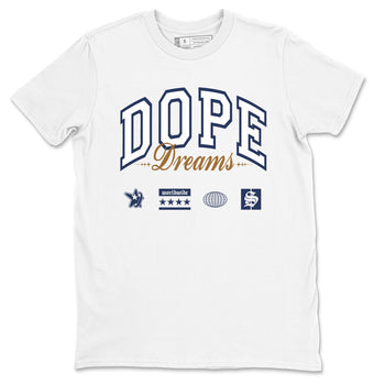 13s Midnight Navy shirts to match jordans Dope Dreams sneaker match tees Air Jordan 13 Midnight Navy SNRT Sneaker Release Tees unisex cotton White 2 crew neck shirts