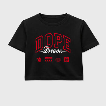 Sneaker match tees – Sneaker Tees To Match Air Jordan 13 University Red Shoes – Dope Dreams Crop T-Shirt Black 2