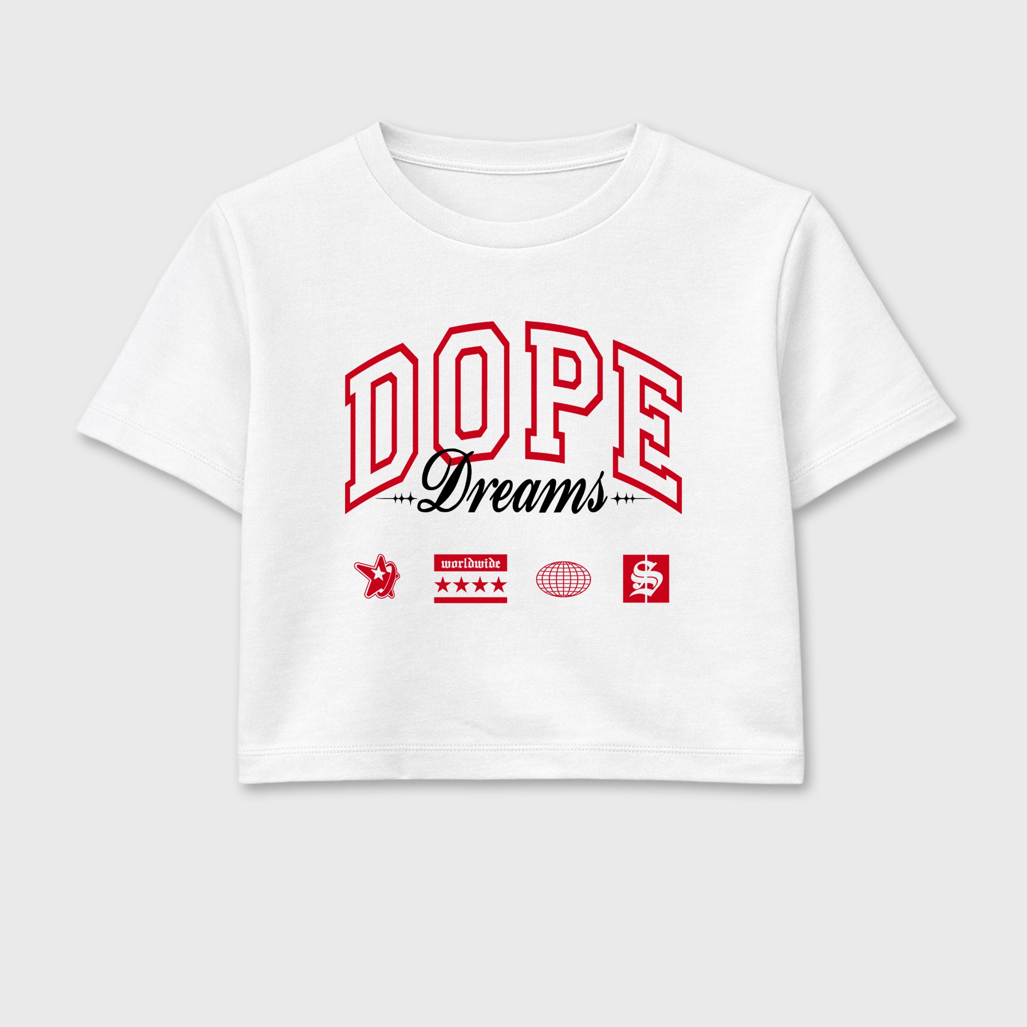 Sneaker match tees – Sneaker Tees To Match Air Jordan 13 University Red Shoes – Dope Dreams Crop T-Shirt White 2