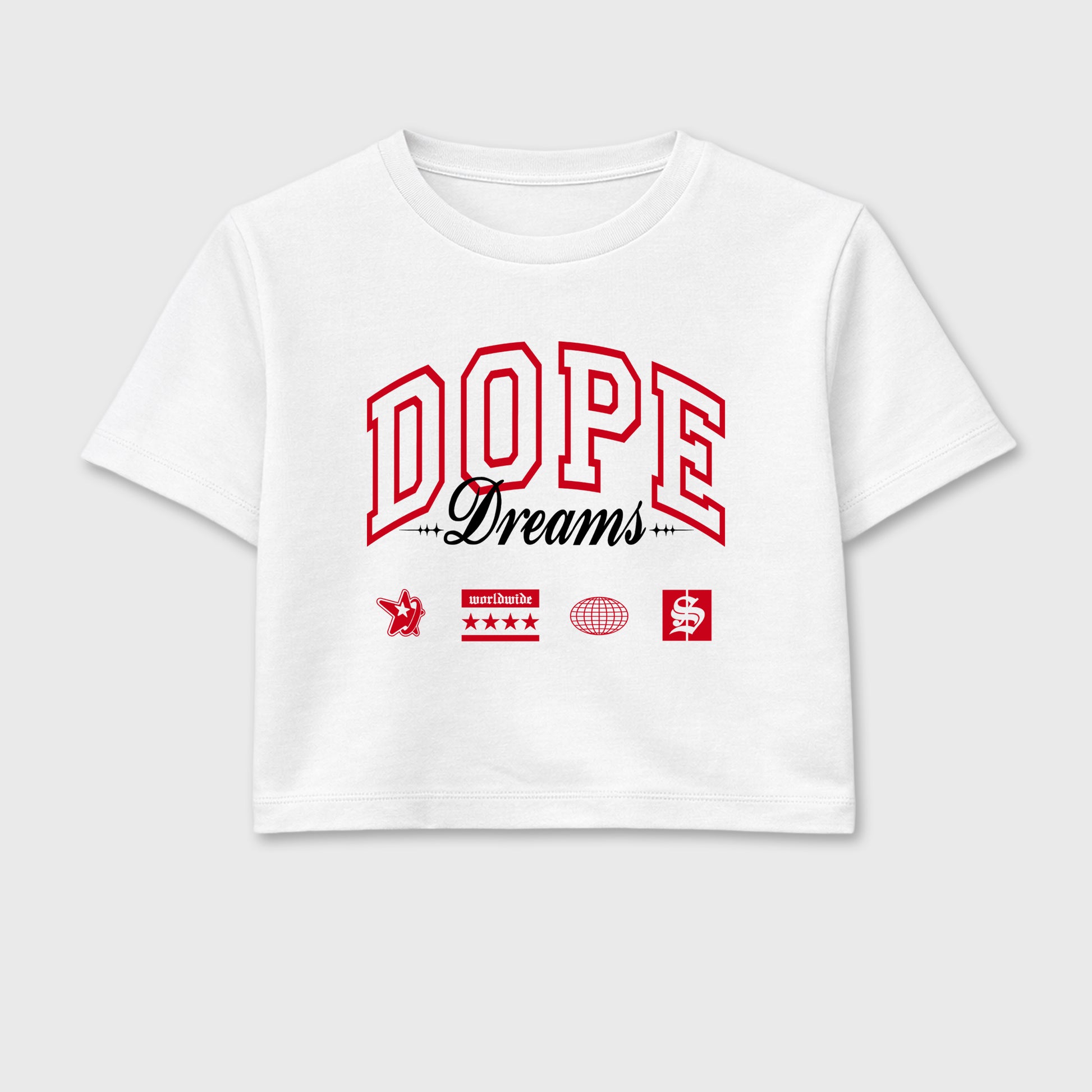 Sneaker match tees – Sneaker Tees To Match Air Jordan 13 University Red Shoes – Dope Dreams Crop T-Shirt White 2
