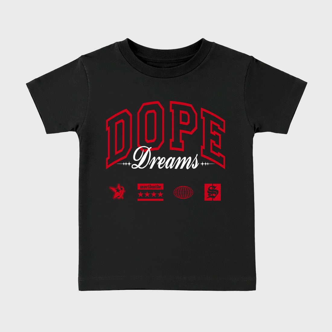 Sneaker match tees – Sneaker Tees To Match Air Jordan 13 University Red Shoes – Dope Dreams Kids T-Shirt Black 2