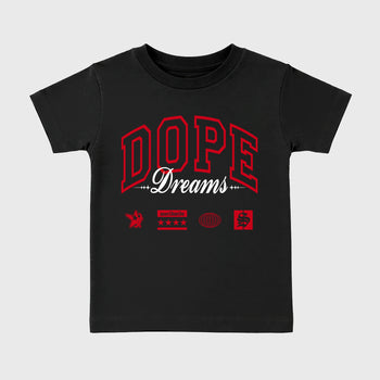 Sneaker match tees – Sneaker Tees To Match Air Jordan 13 University Red Shoes – Dope Dreams Kids T-Shirt Black 2