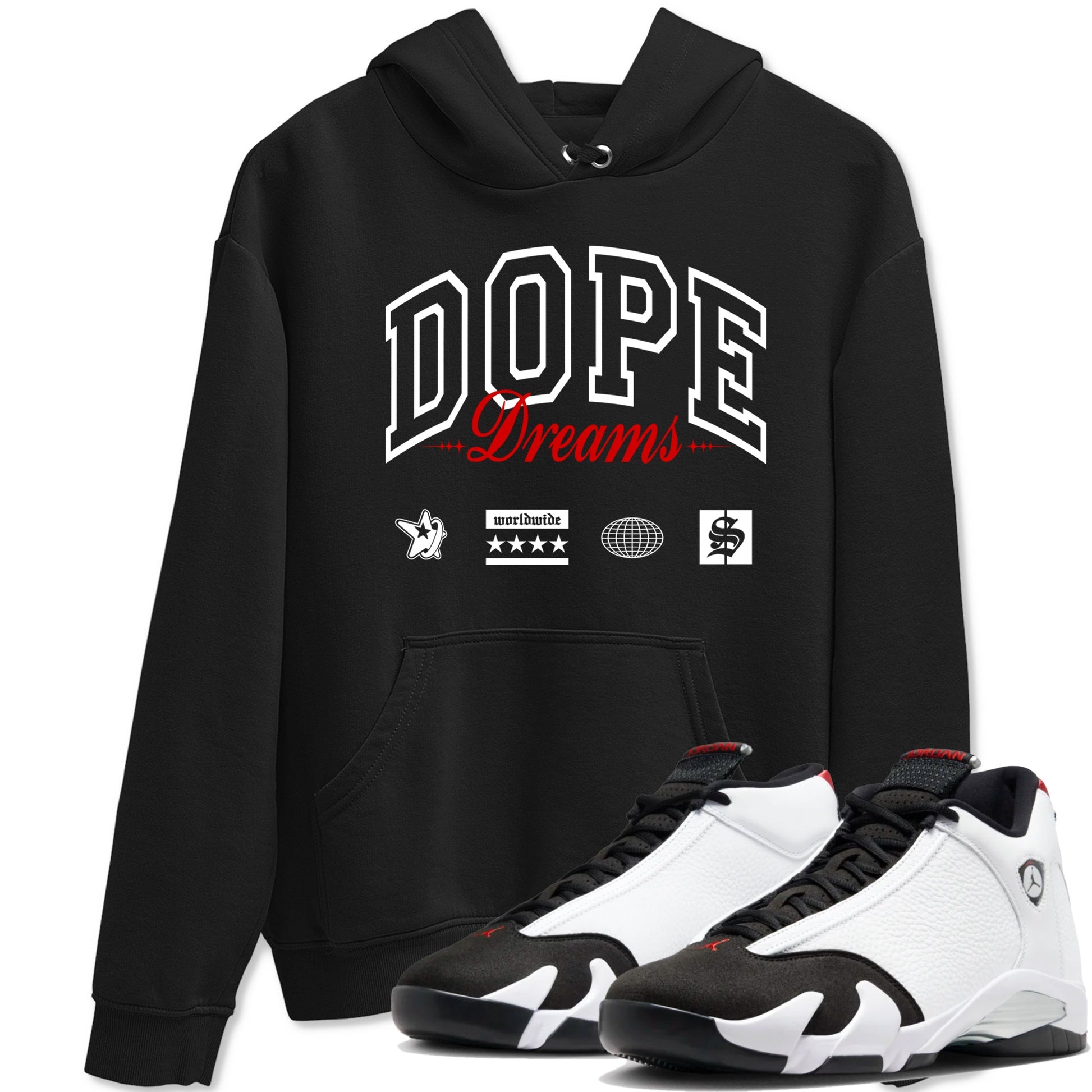 Air Jordan 14 Black Toe t shirts to match sneakers Dope Dreams sneaker match tees 14s Black Toe sneaker match tee SNRT Sneaker Tees unisex cotton Black 1 shirts