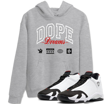 Air Jordan 14 Black Toe t shirts to match sneakers Dope Dreams sneaker match tees 14s Black Toe sneaker match tee SNRT Sneaker Tees unisex cotton Heather Grey 1 shirts