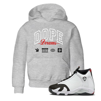 Air Jordan 14 Black Toe t shirts to match sneakers Dope Dreams sneaker match tees 14s Black Toe sneaker match tee SNRT Sneaker Tees Youth Baby Heather Grey 1 tee