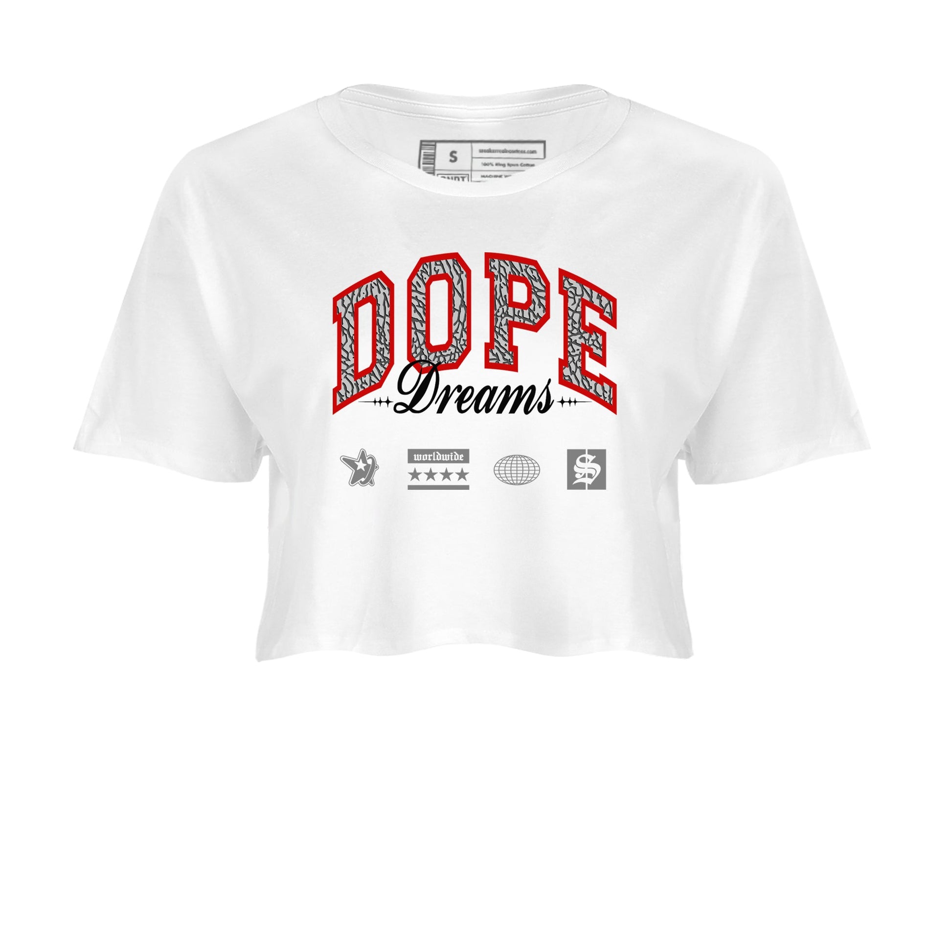 3s Black Cement shirts to match jordans Dope Dreams sneaker match tees Air Jordan 3 Retro OG Black Cement match shoes to clothes SNRT Sneaker Tees unisex cotton White 2 crop tee