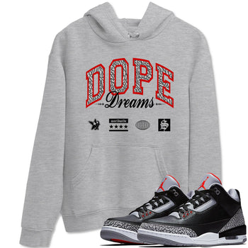 3s Black Cement shirts to match jordans Dope Dreams sneaker match tees Air Jordan 3 Retro OG Black Cement match shoes to clothes SNRT Sneaker Tees unisex cotton Heather Grey 1 shirts
