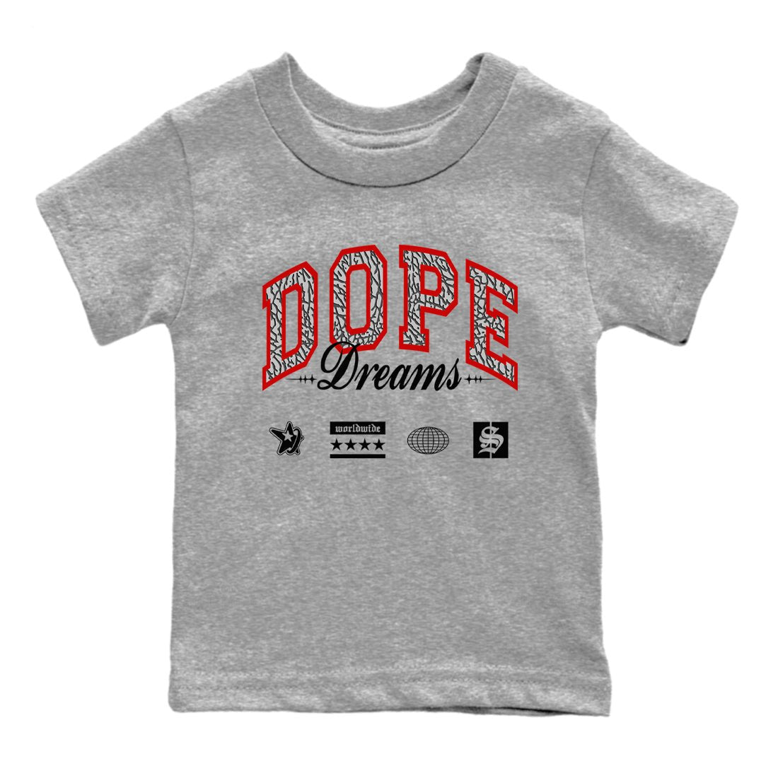 3s Black Cement shirts to match jordans Dope Dreams sneaker match tees Air Jordan 3 Retro OG Black Cement match shoes to clothes SNRT Sneaker Tees Youth Baby Heather Grey 2 tee