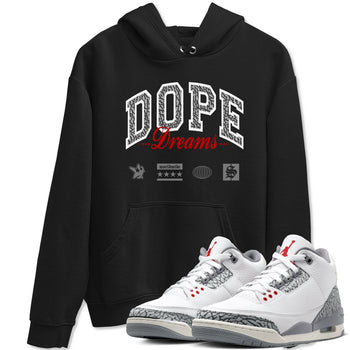 3s Cement Grey shirts to match jordans Dope Dreams sneaker match tees Air Jordan 3 Cement Grey SNRT Sneaker Release Tees unisex cotton Black 1 crew neck shirts