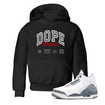 3s Cement Grey shirts to match jordans Dope Dreams sneaker match tees Air Jordan 3 Cement Grey SNRT Sneaker Release Tees Youth Baby Black 1 crew neck shirts