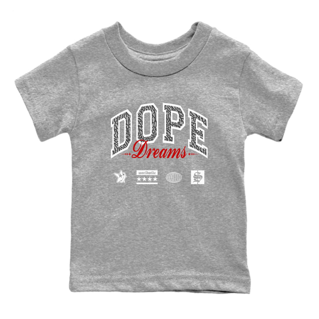 3s Cement Grey shirts to match jordans Dope Dreams sneaker match tees Air Jordan 3 Cement Grey SNRT Sneaker Release Tees Youth Baby Heather Grey 2 crew neck shirts