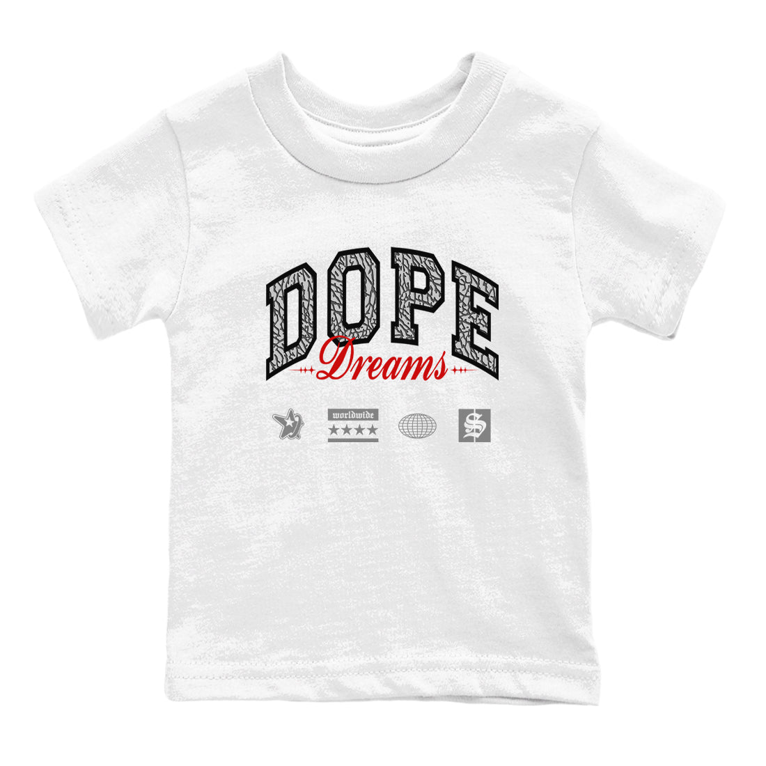 3s Cement Grey shirts to match jordans Dope Dreams sneaker match tees Air Jordan 3 Cement Grey SNRT Sneaker Release Tees Youth Baby White 2 crew neck shirts