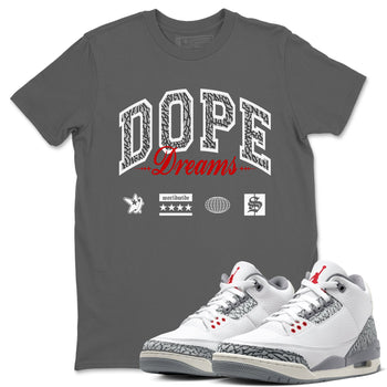 3s Cement Grey shirts to match jordans Dope Dreams sneaker match tees Air Jordan 3 Cement Grey SNRT Sneaker Release Tees unisex cotton Cool Grey 1 crew neck shirts
