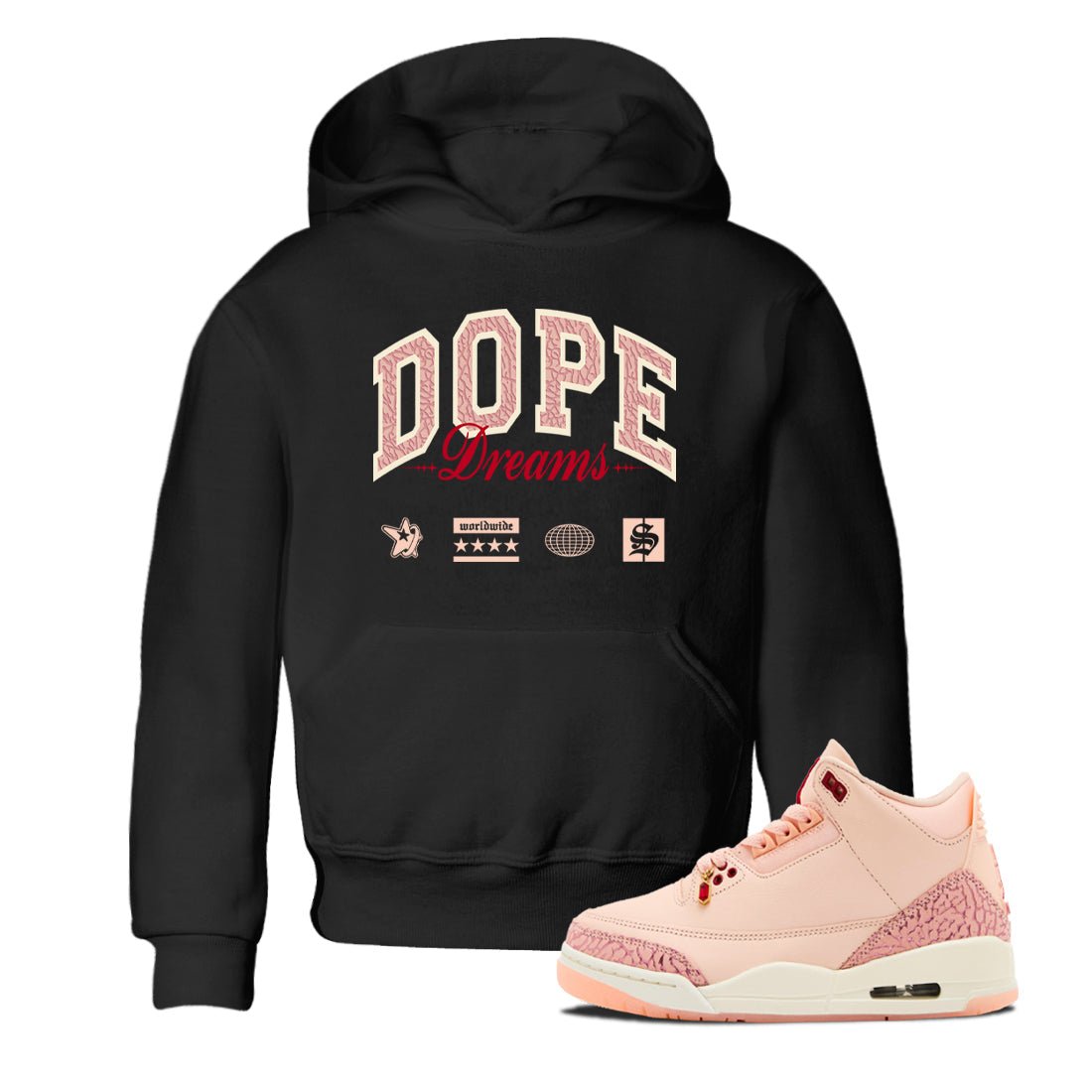 3s Valentines Day shirts to match jordans Dope Dreams best t shirts to wear with jordans Air Jordan 3 Valentines Day match shoes to clothes SNRT Sneaker Tees Youth Baby Black 1 tee