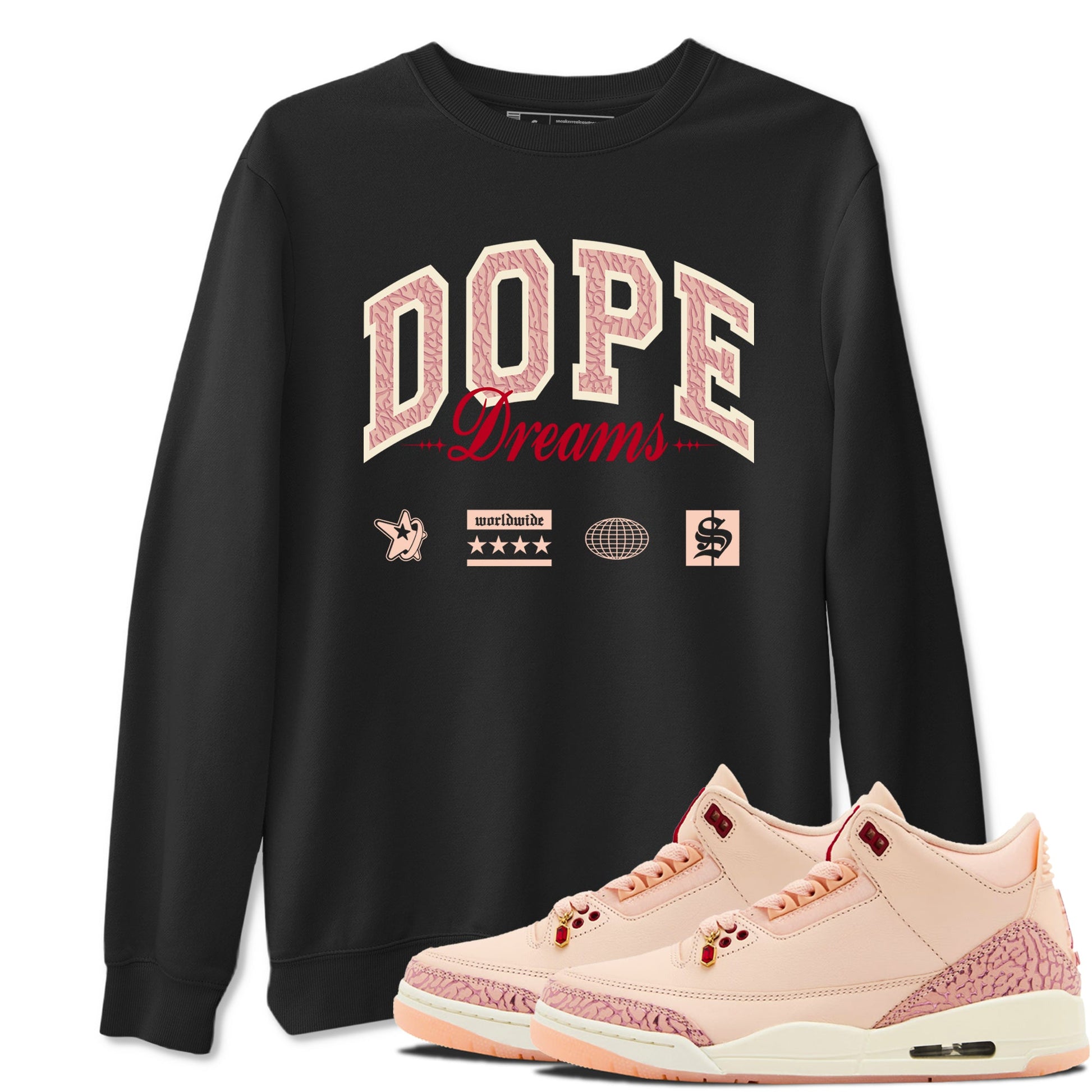 3s Valentines Day shirts to match jordans Dope Dreams best t shirts to wear with jordans Air Jordan 3 Valentines Day match shoes to clothes SNRT Sneaker Tees unisex cotton Black 1 shirts