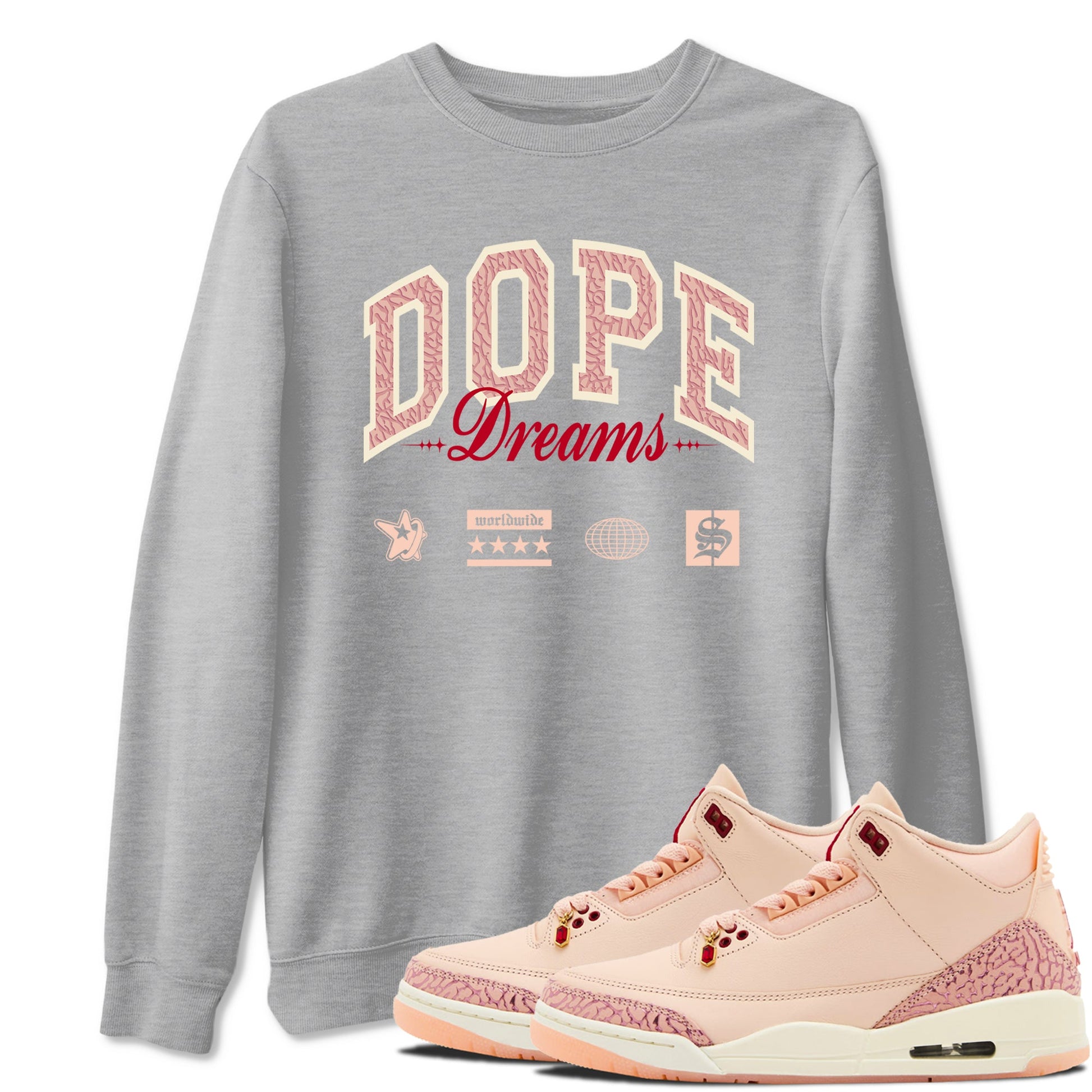 3s Valentines Day shirts to match jordans Dope Dreams best t shirts to wear with jordans Air Jordan 3 Valentines Day match shoes to clothes SNRT Sneaker Tees unisex cotton Heather Grey 1 shirts