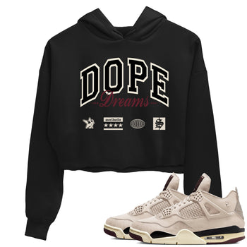 4s A Ma Maniere x Fossil Stone shirts to match jordans Dope Dreams sneaker match tees Air Jordan 4 A Ma Maniere x Fossil Stone match shoes to clothes SNRT Sneaker Tees unisex cotton Black 1 crop tee