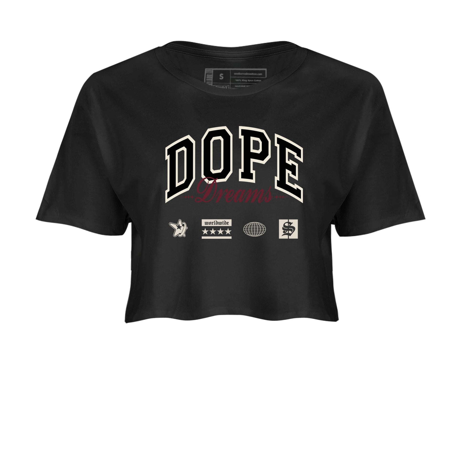 4s A Ma Maniere x Fossil Stone shirts to match jordans Dope Dreams sneaker match tees Air Jordan 4 A Ma Maniere x Fossil Stone match shoes to clothes SNRT Sneaker Tees unisex cotton Black 2 crop tee