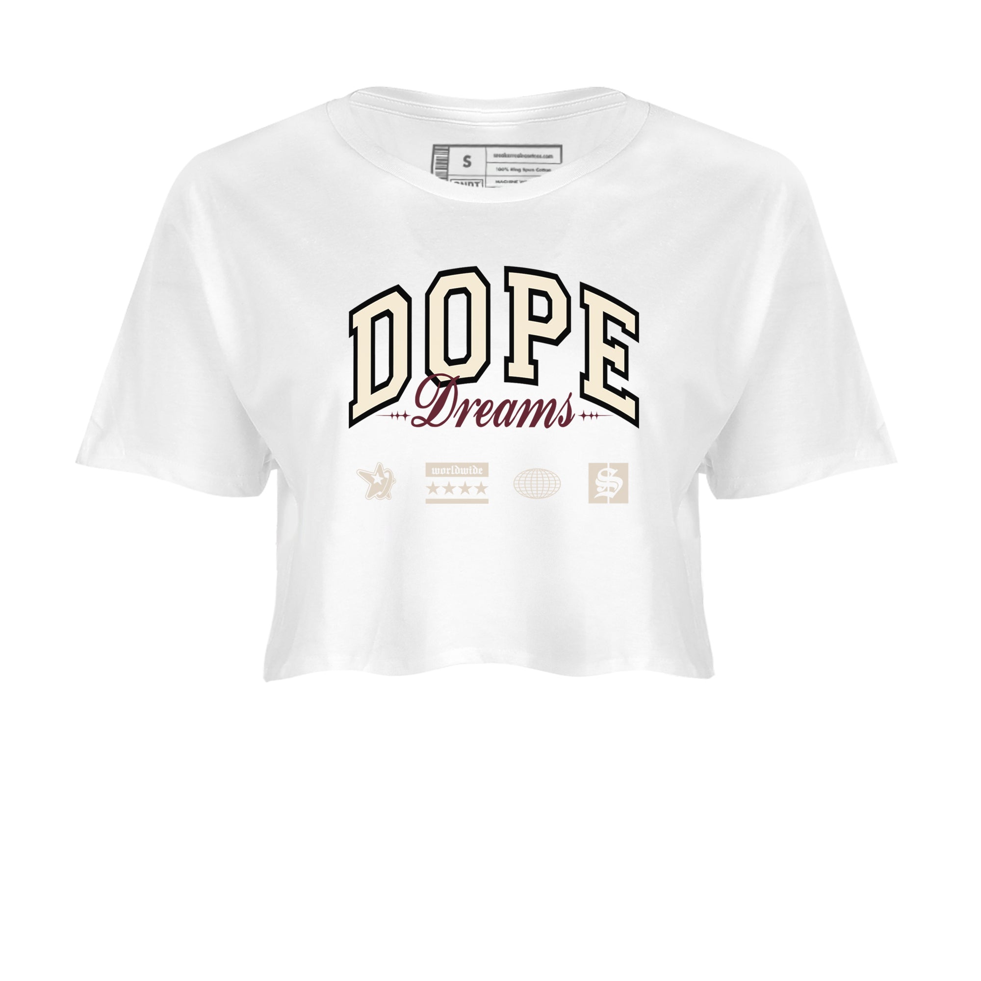 4s A Ma Maniere x Fossil Stone shirts to match jordans Dope Dreams sneaker match tees Air Jordan 4 A Ma Maniere x Fossil Stone match shoes to clothes SNRT Sneaker Tees unisex cotton White 2 crop tee