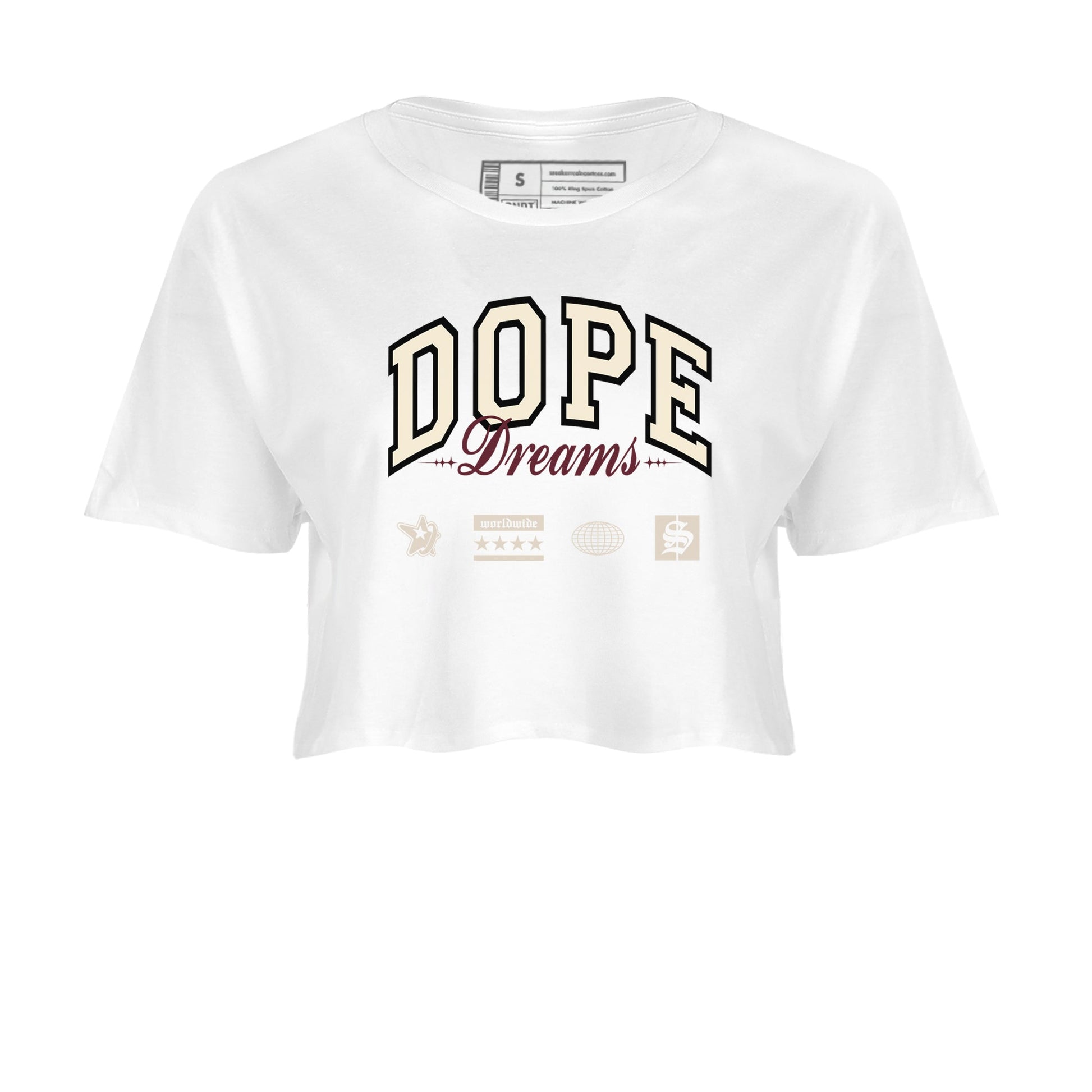 4s A Ma Maniere x Fossil Stone shirts to match jordans Dope Dreams sneaker match tees Air Jordan 4 A Ma Maniere x Fossil Stone match shoes to clothes SNRT Sneaker Tees unisex cotton White 2 crop tee