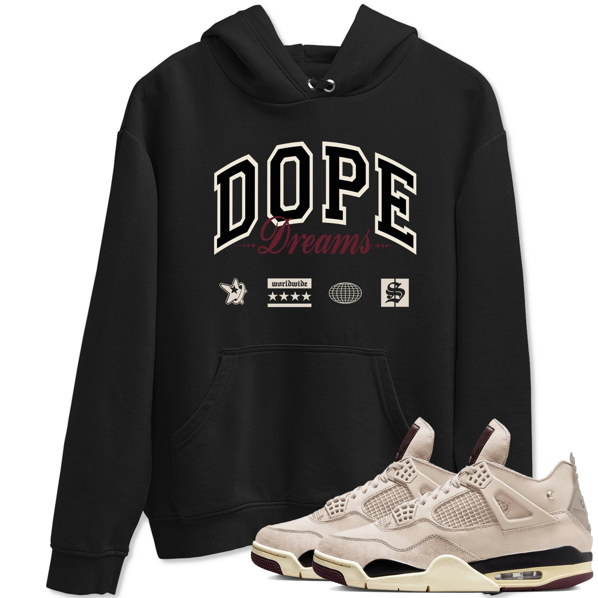 4s A Ma Maniere x Fossil Stone shirts to match jordans Dope Dreams sneaker match tees Air Jordan 4 A Ma Maniere x Fossil Stone match shoes to clothes SNRT Sneaker Tees unisex cotton Black 1 shirts