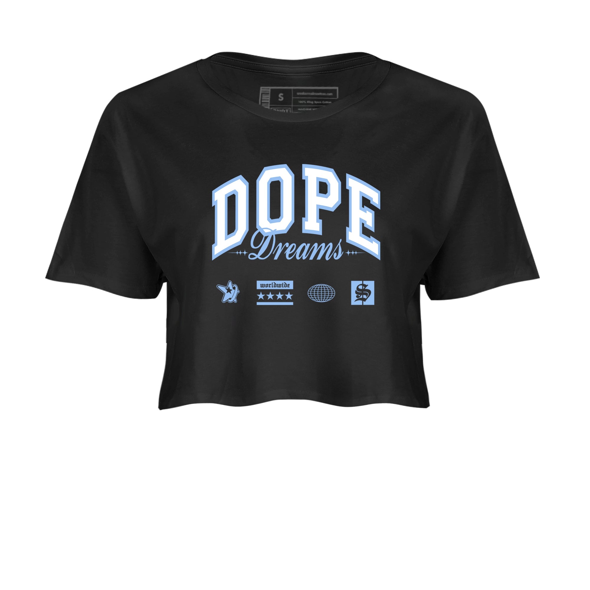 4s Forget Me Not shirts to match jordans Dope Dreams graphic tees Air Jordan 4 Forget Me Not match shoes to clothes SNRT Sneaker Tees unisex cotton Black 2 crop tee