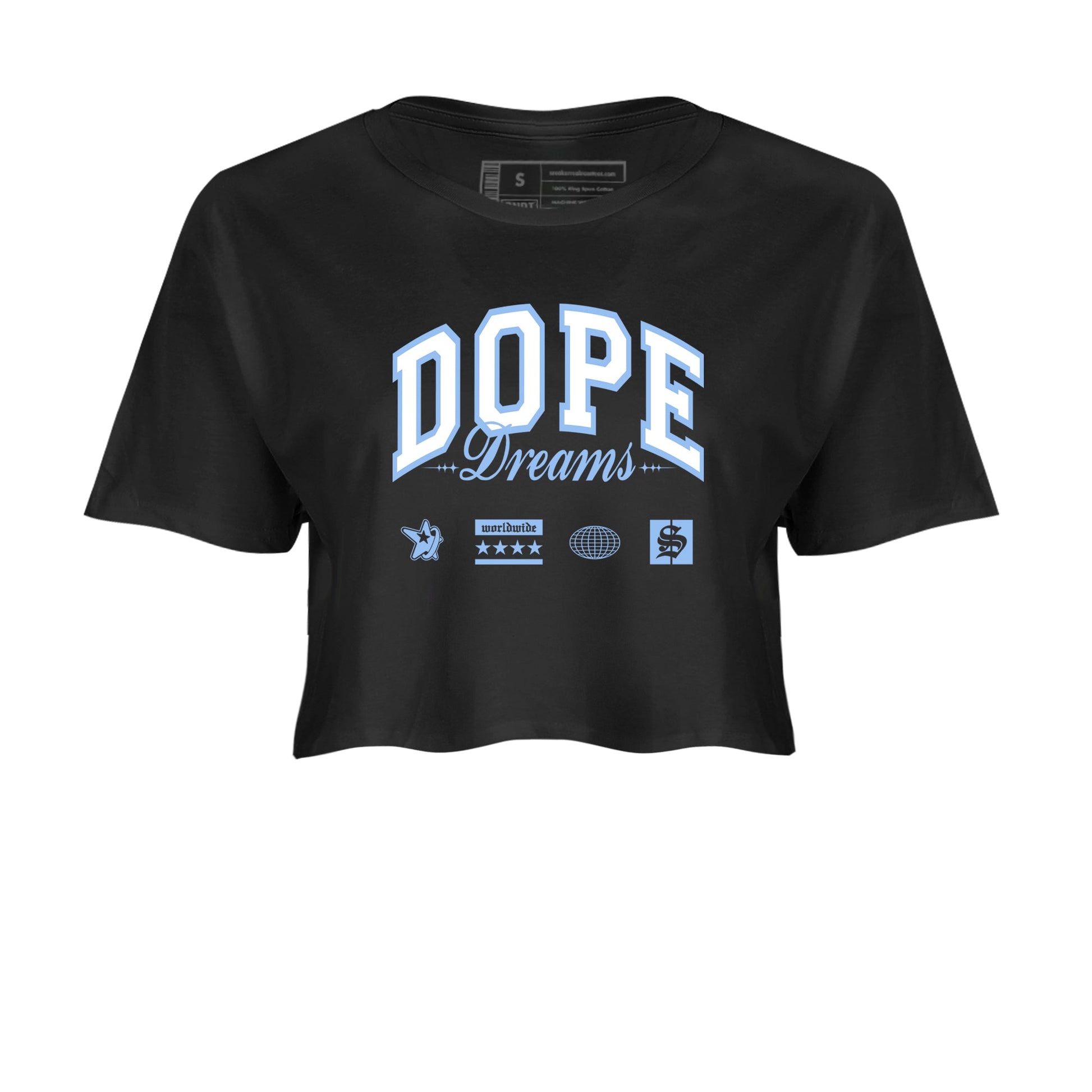 4s Forget Me Not shirts to match jordans Dope Dreams graphic tees Air Jordan 4 Forget Me Not match shoes to clothes SNRT Sneaker Tees unisex cotton Black 2 crop tee
