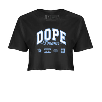 4s Forget Me Not shirts to match jordans Dope Dreams graphic tees Air Jordan 4 Forget Me Not match shoes to clothes SNRT Sneaker Tees unisex cotton Black 2 crop tee