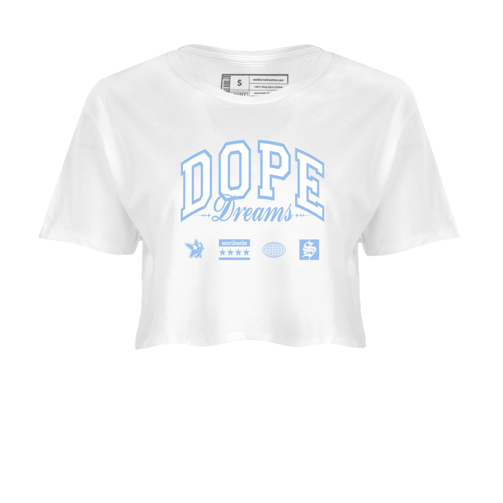4s Forget Me Not shirts to match jordans Dope Dreams graphic tees Air Jordan 4 Forget Me Not match shoes to clothes SNRT Sneaker Tees unisex cotton White 2 crop tee