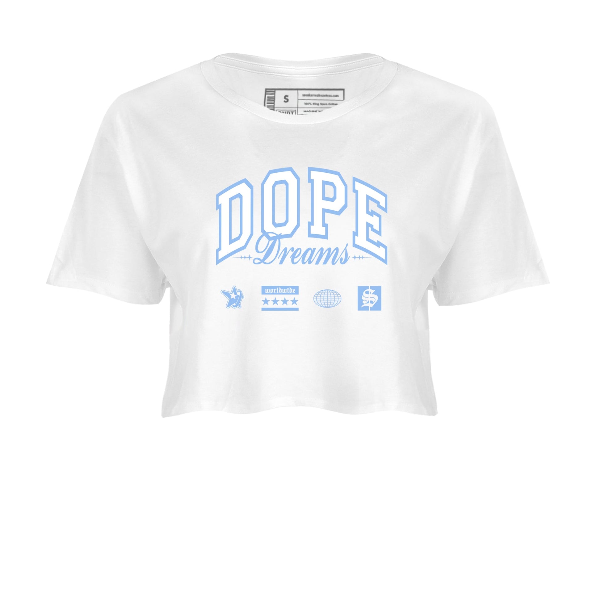 4s Forget Me Not shirts to match jordans Dope Dreams graphic tees Air Jordan 4 Forget Me Not match shoes to clothes SNRT Sneaker Tees unisex cotton White 2 crop tee