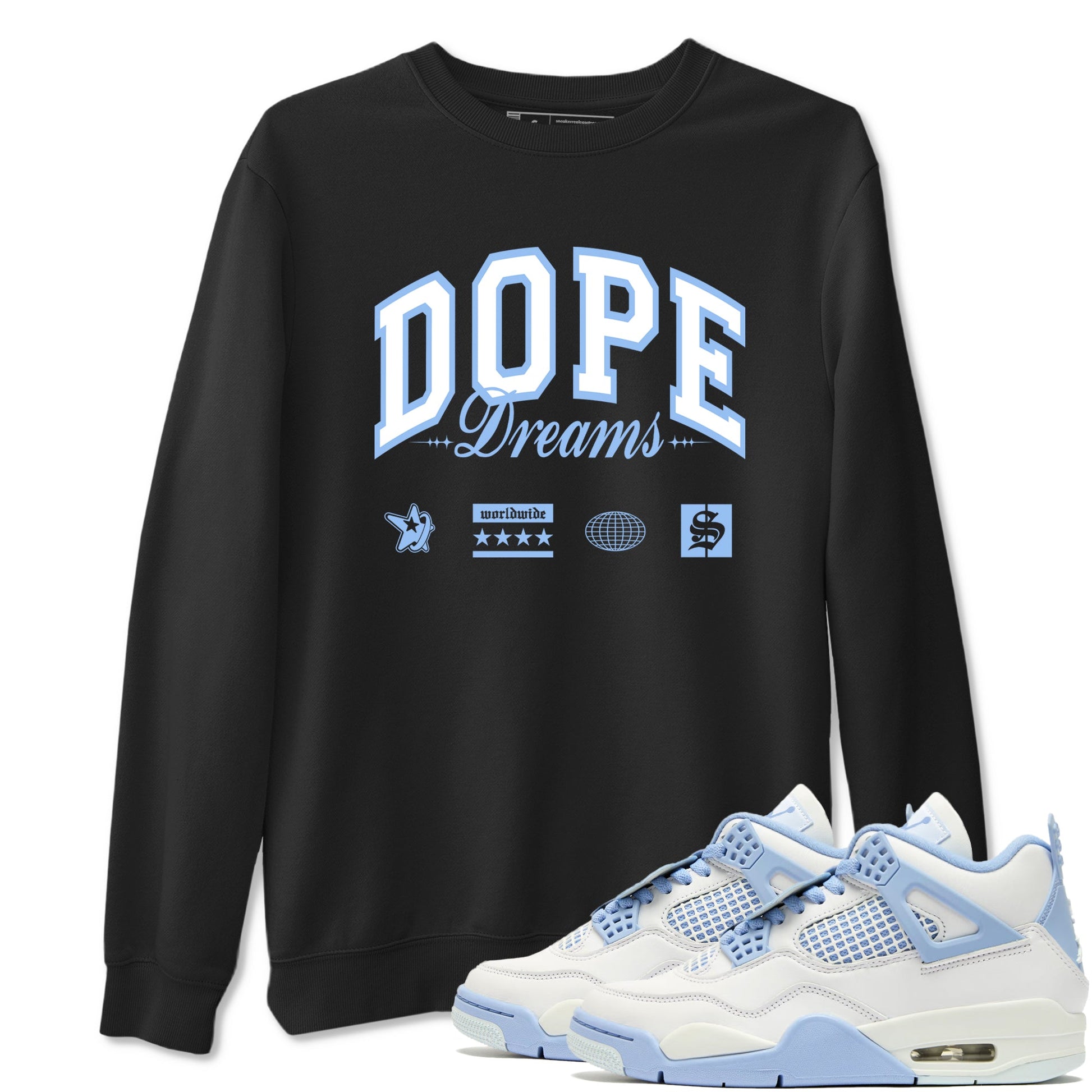 4s Forget Me Not shirts to match jordans Dope Dreams graphic tees Air Jordan 4 Forget Me Not match shoes to clothes SNRT Sneaker Tees unisex cotton Black 1 shirts