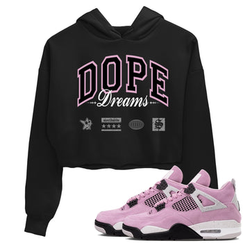 4s Retro Orchid shirts to match jordans Dope Dreams sneaker match tees Air Jordan 4 WMNS Orchid match shoes to clothes SNRT Sneaker Tees unisex cotton Black 1 crop tee