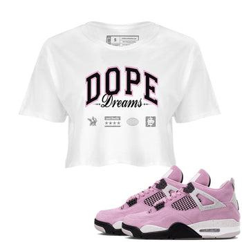 4s Retro Orchid shirts to match jordans Dope Dreams sneaker match tees Air Jordan 4 WMNS Orchid match shoes to clothes SNRT Sneaker Tees unisex cotton White 1 crop tee
