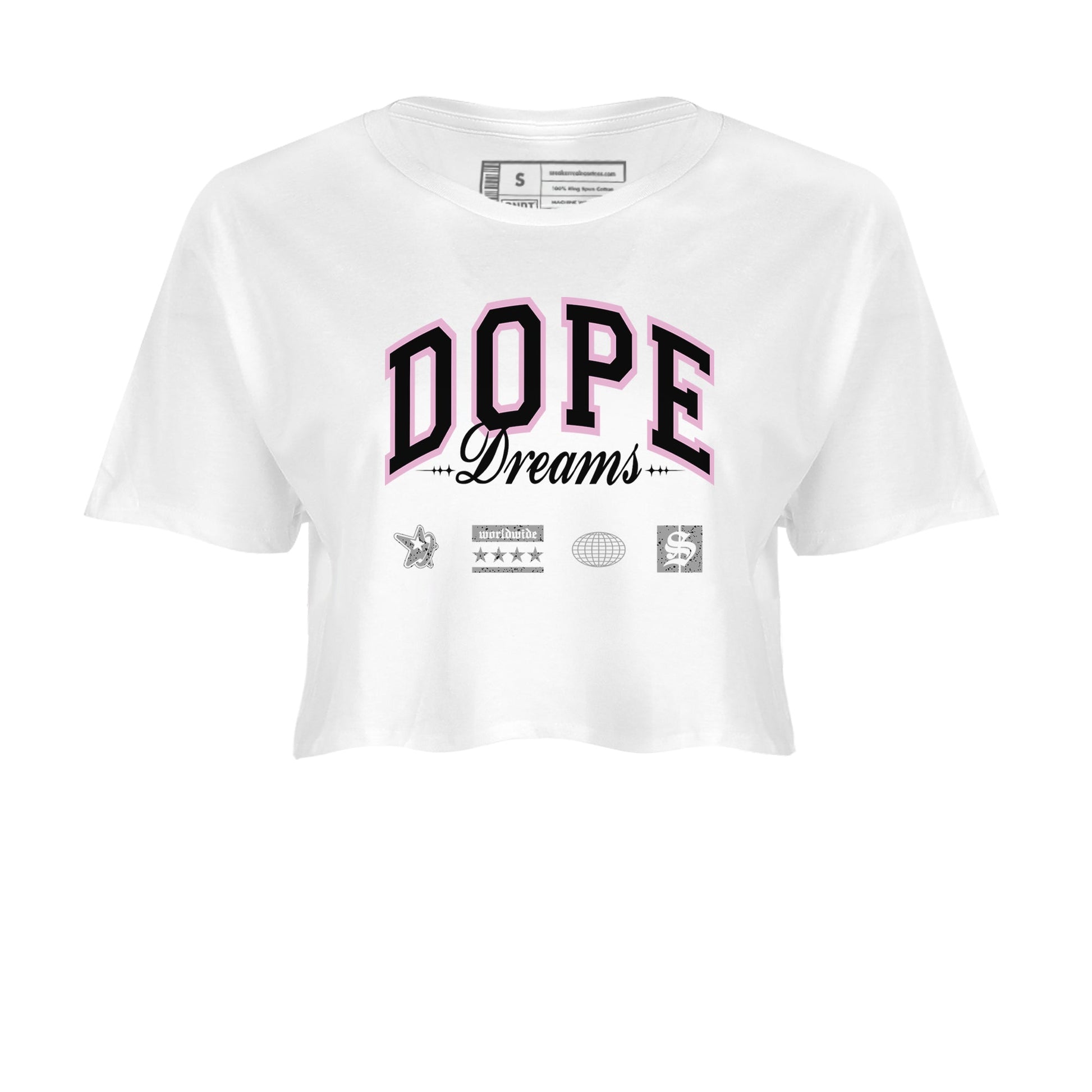 4s Retro Orchid shirts to match jordans Dope Dreams sneaker match tees Air Jordan 4 WMNS Orchid match shoes to clothes SNRT Sneaker Tees unisex cotton White 2 crop tee