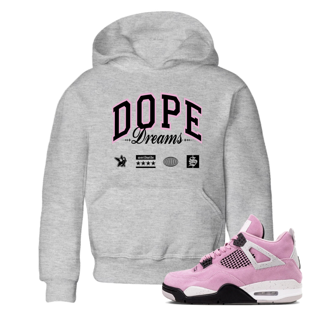 4s Retro Orchid shirts to match jordans Dope Dreams sneaker match tees Air Jordan 4 WMNS Orchid match shoes to clothes SNRT Sneaker Tees Youth Baby Heather Grey 1 tee