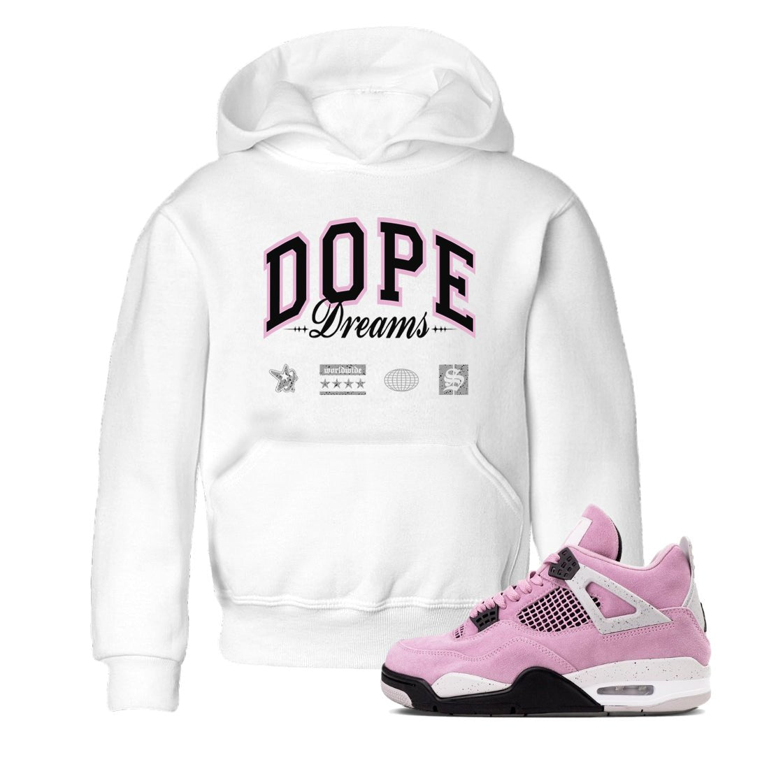 4s Retro Orchid shirts to match jordans Dope Dreams sneaker match tees Air Jordan 4 WMNS Orchid match shoes to clothes SNRT Sneaker Tees Youth Baby White 1 tee