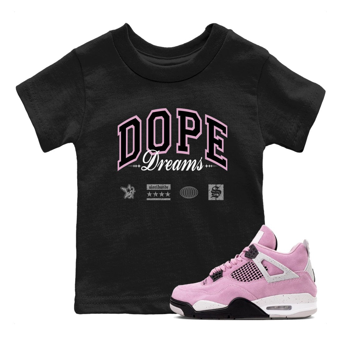 4s Retro Orchid shirts to match jordans Dope Dreams sneaker match tees Air Jordan 4 WMNS Orchid match shoes to clothes SNRT Sneaker Tees Youth Baby Black 1 tee